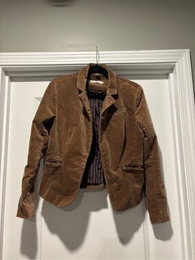 Vintage Ann Taylor Loft Women’s Corduroy Brown Blazer With Pockets Size 4